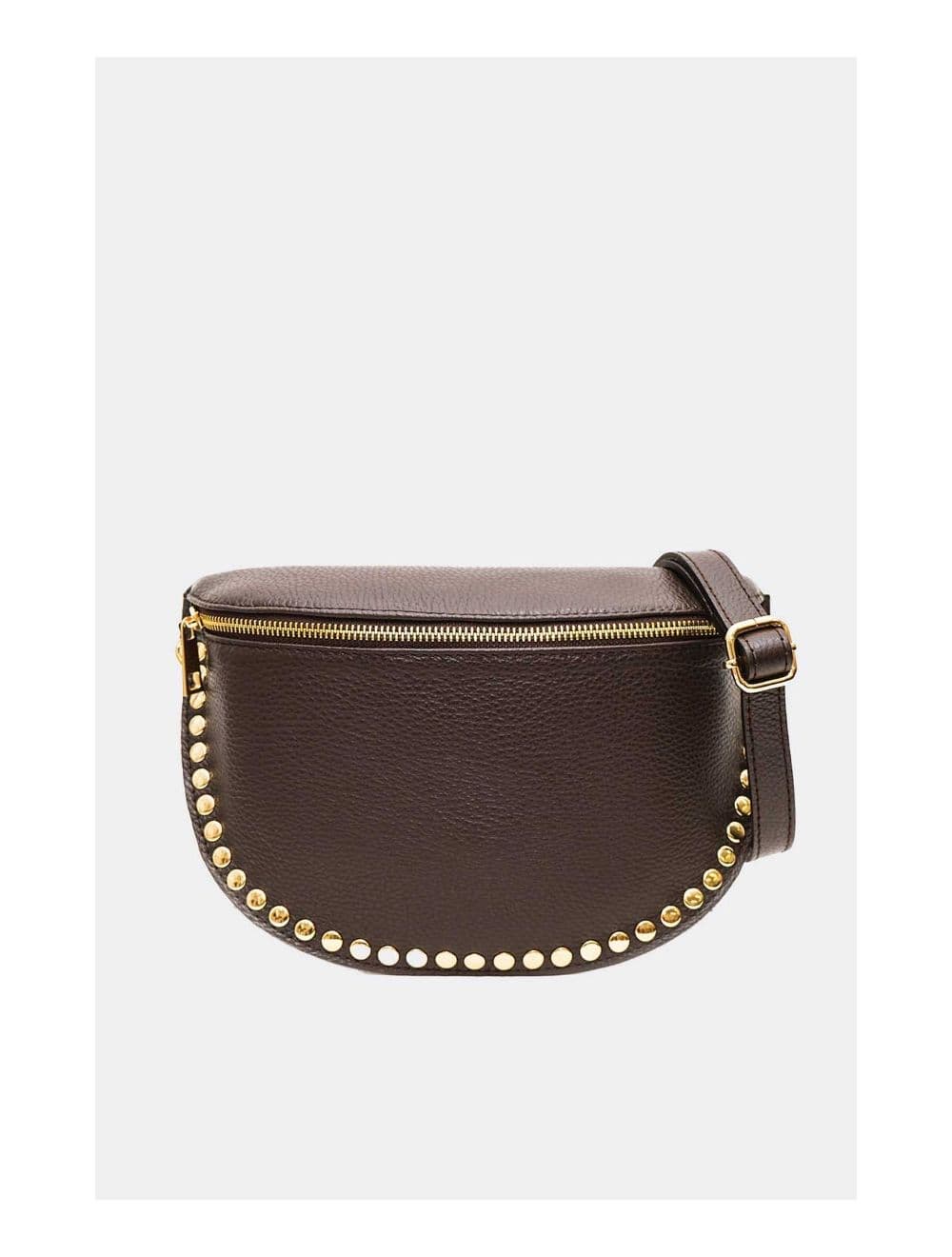 Sac Banane En Croûte Vachette Grainée Cloutée 4147 BEATRICE-Chocolat — vue 2