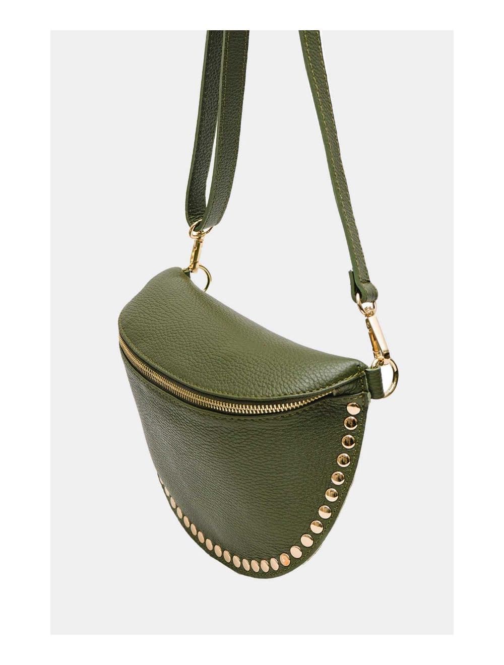 Sac Banane En Croûte Vachette Grainée Cloutée 4147 BEATRICE-Kaki — vue 3