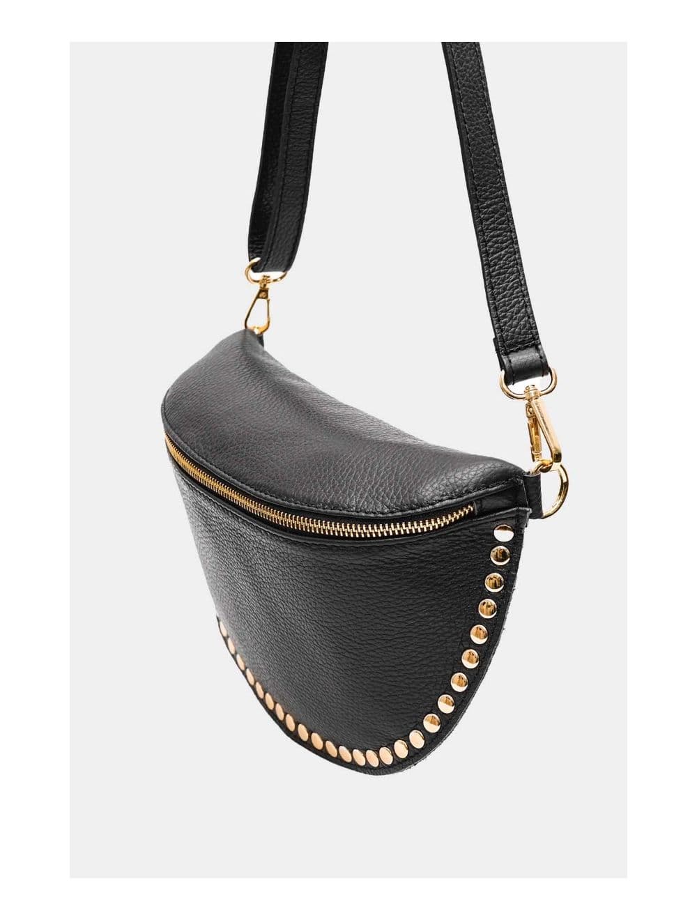 Sac Banane En Croûte Vachette Grainée Cloutée 4147 BEATRICE-Noir — vue 3