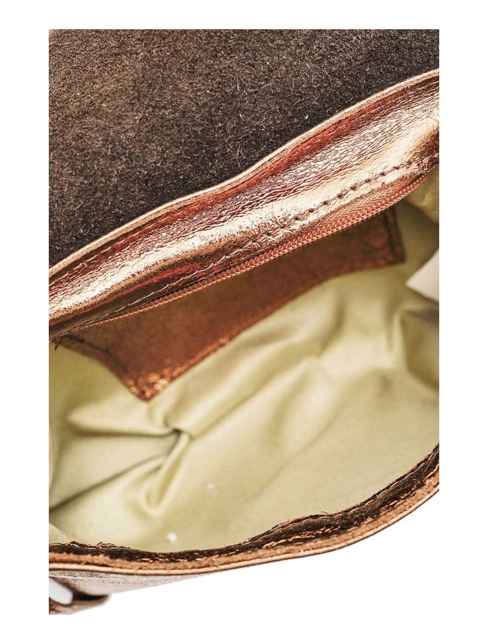 Sac Bandoulière en Croûte de Cuir Vachette Métalisé 4136 AMBRINE-BRONZE