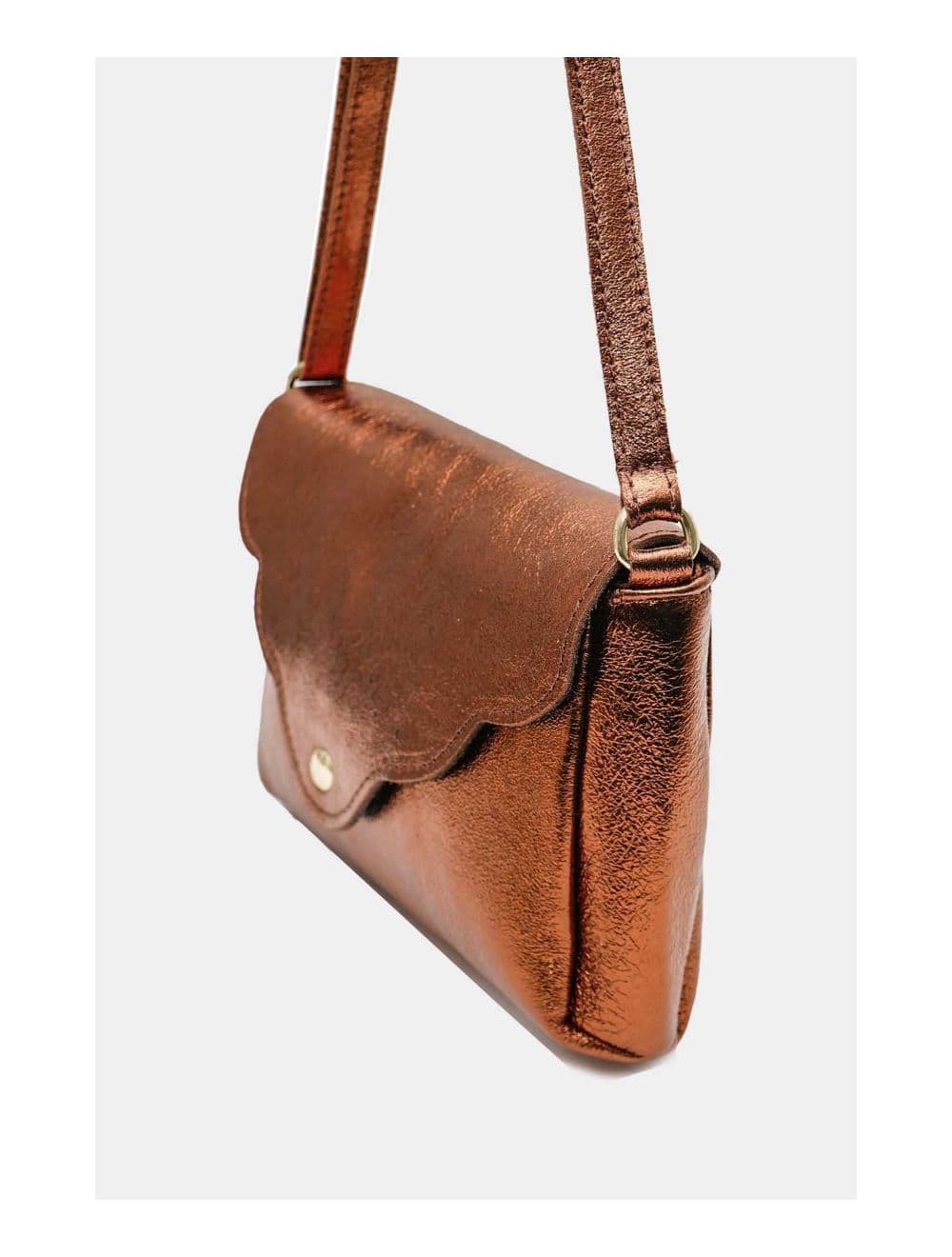 Sac Bandoulière en Croûte de Cuir Vachette Métalisé 4136 AMBRINE-BRONZE — vue 3