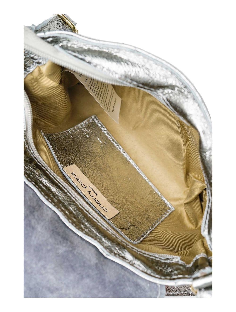 Sac Bandoulière en Croûte de Cuir Vachette Métalisé 4136 AMBRINE-ARGENT