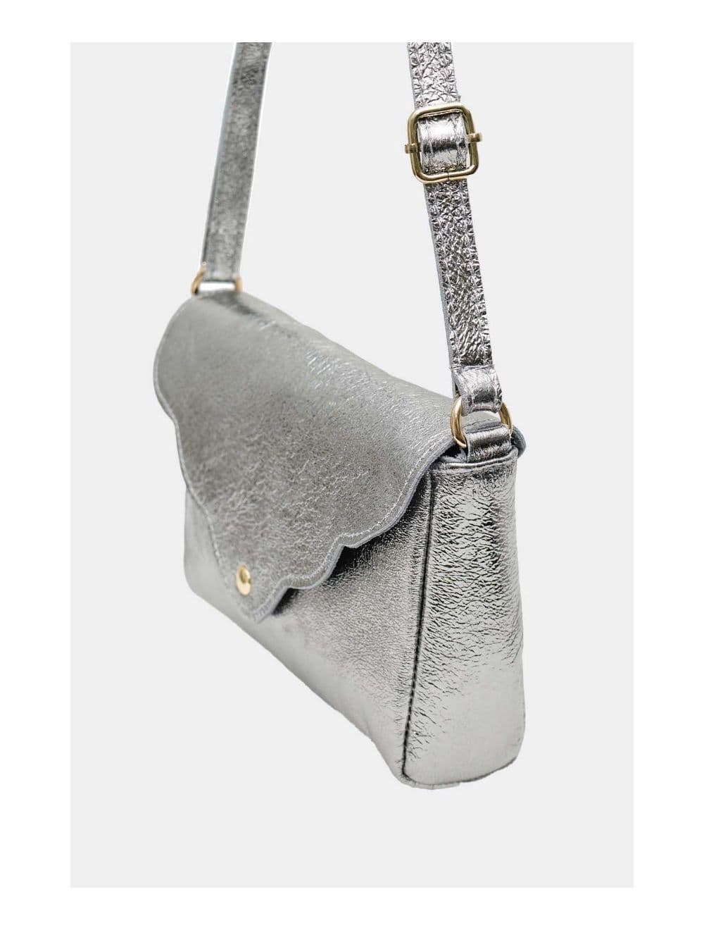 Sac Bandoulière en Croûte de Cuir Vachette Métalisé 4136 AMBRINE-ARGENT — vue 4