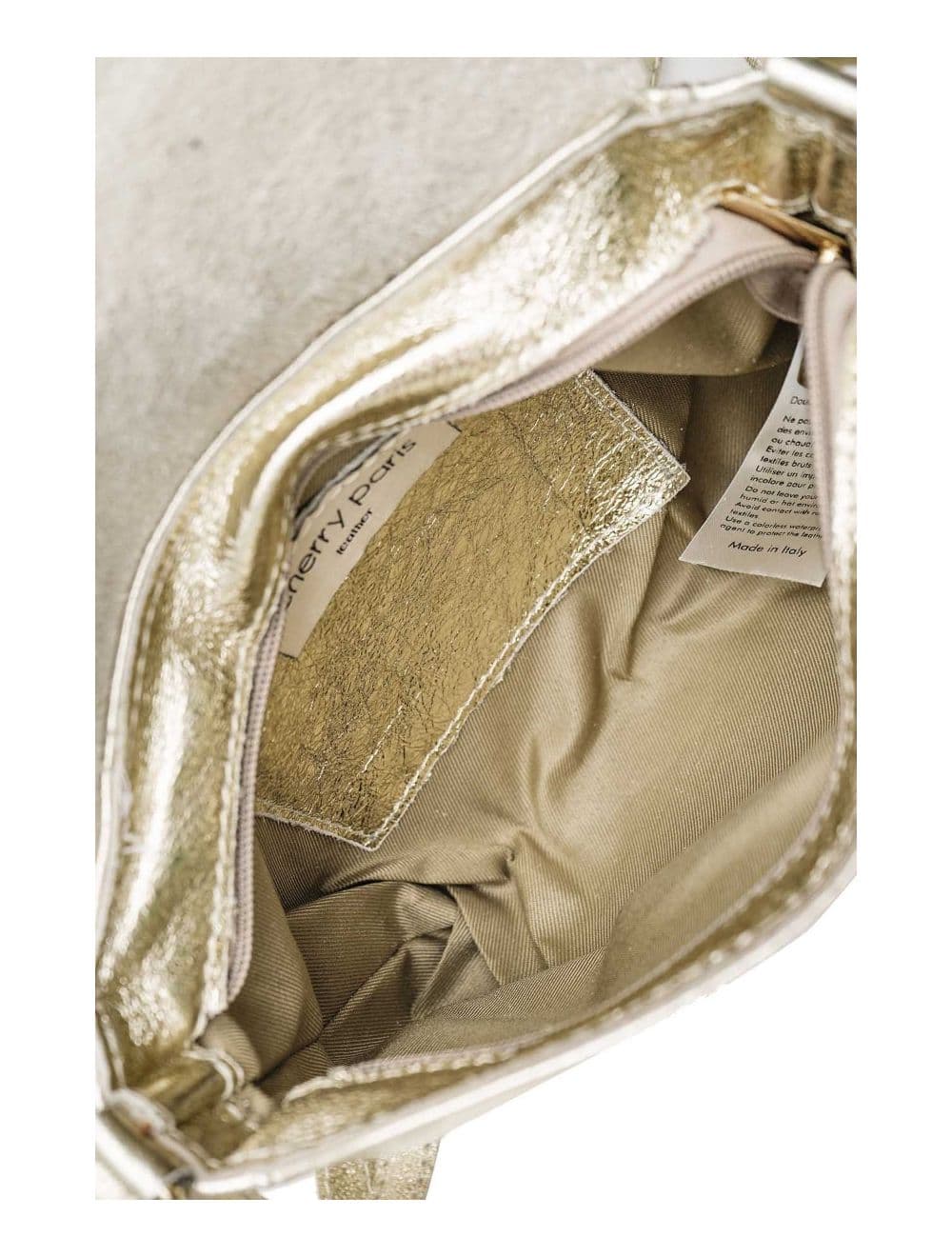 Sac Bandoulière en Croûte de Cuir Vachette Métalisé 4136 AMBRINE-DORE