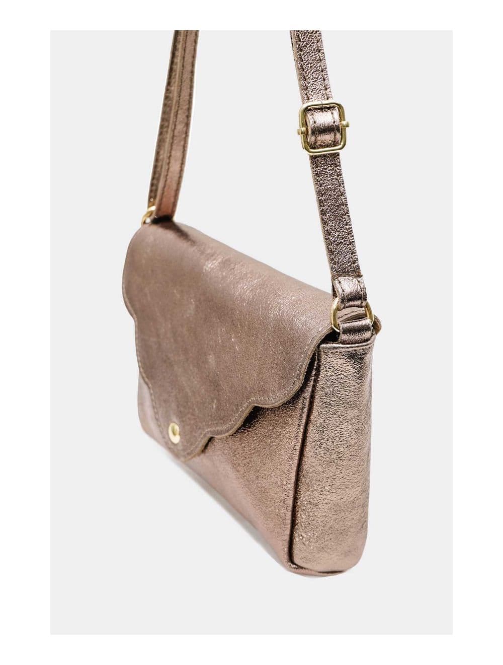 Sac Bandoulière en Croûte de Cuir Vachette Métalisé 4136 AMBRINE-ETAIN — vue 3