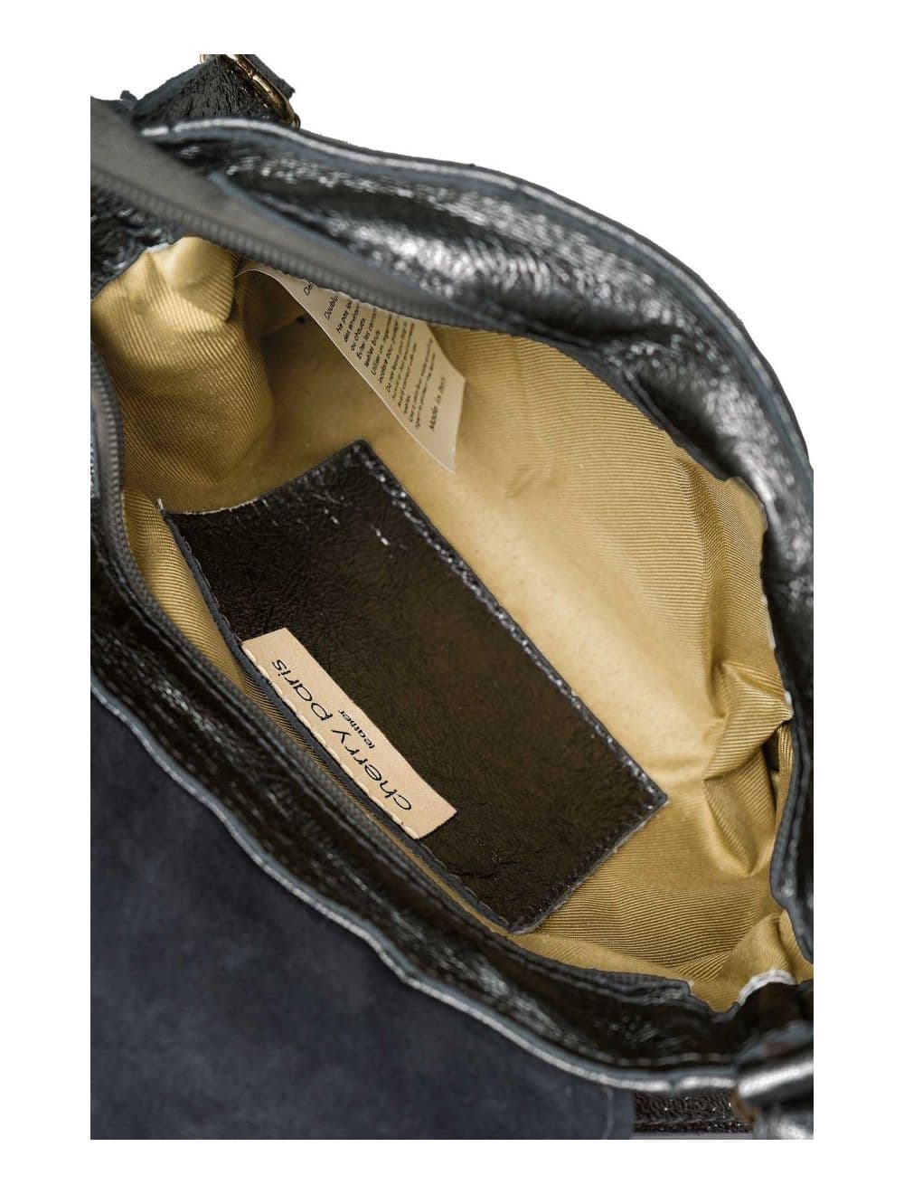 Sac Bandoulière en Croûte de Cuir Vachette Métalisé 4136 AMBRINE-NOIR METAL