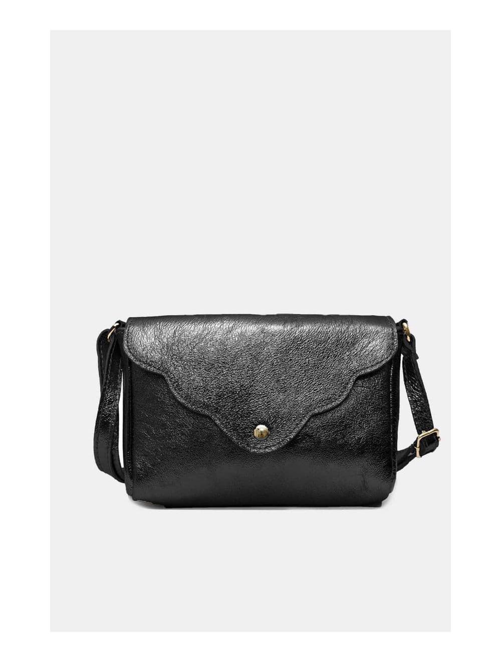 Sac Bandoulière en Croûte de Cuir Vachette Métalisé 4136 AMBRINE-NOIR METAL — vue 2