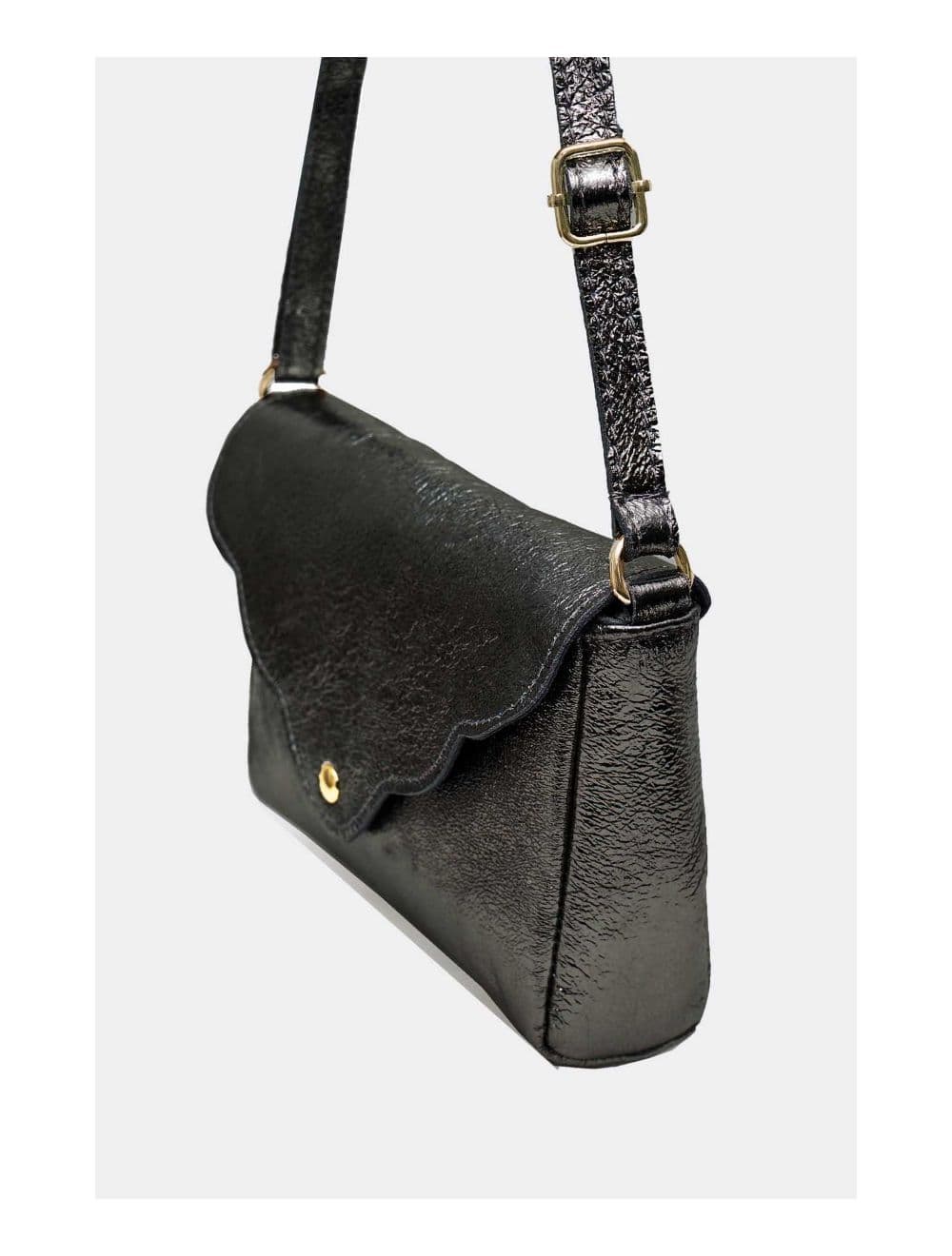 Sac Bandoulière en Croûte de Cuir Vachette Métalisé 4136 AMBRINE-NOIR METAL — vue 4