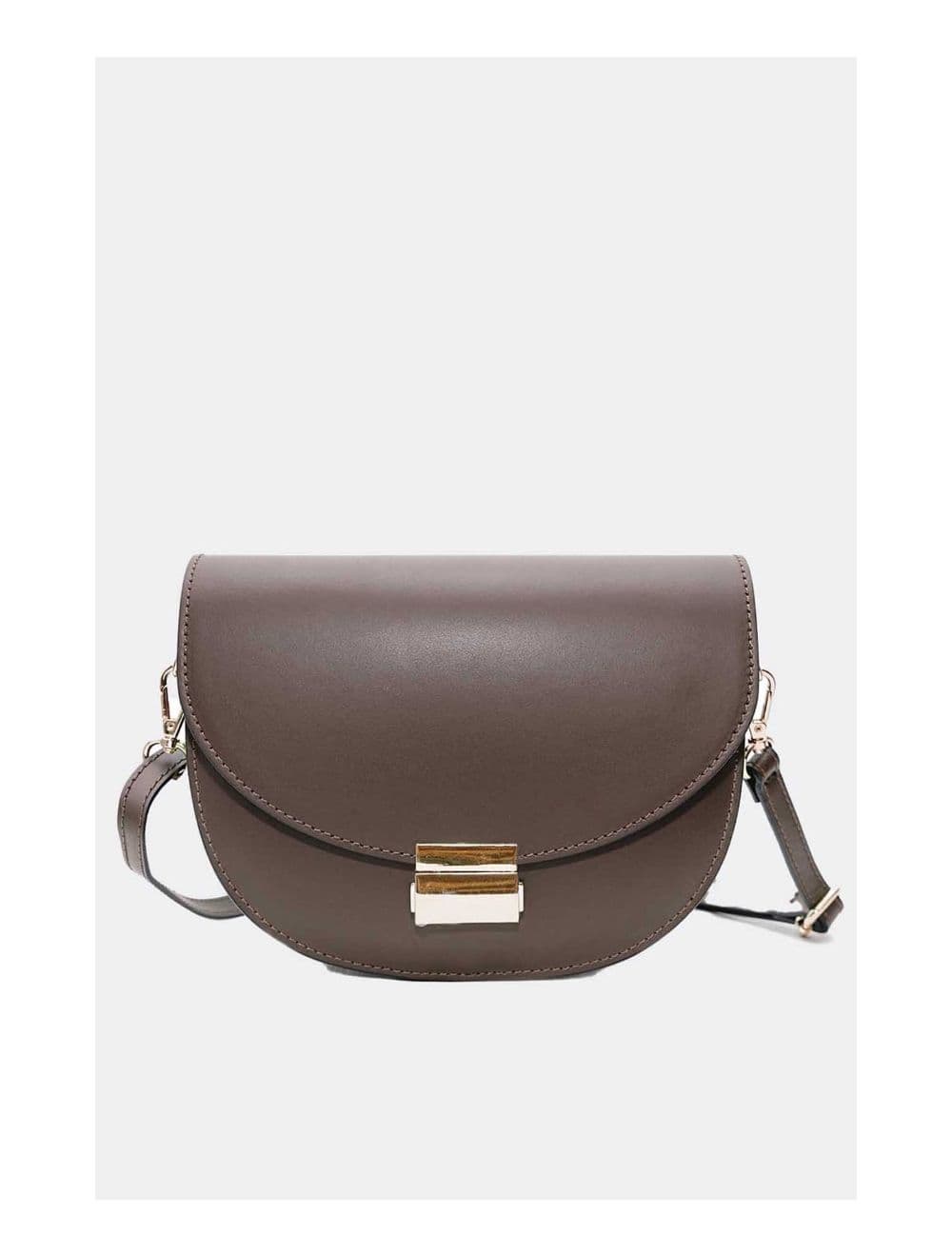 Sac Porté Croisé en Croûte Cuir Vachette Lisse 4125 AVRIL-Taupe — vue 2