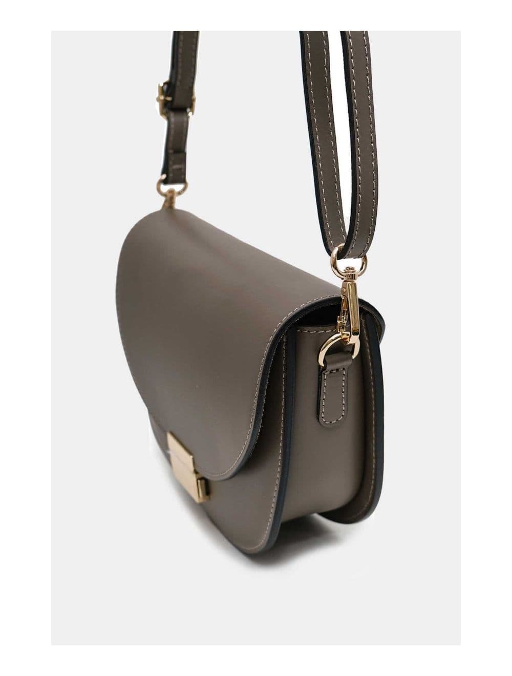 Sac Porté Croisé en Croûte Cuir Vachette Lisse 4125 AVRIL-Taupe — vue 3
