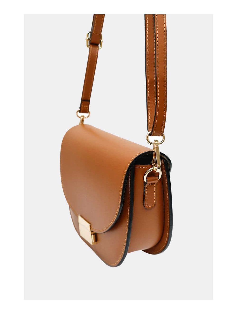 Sac Porté Croisé en Croûte Cuir Vachette Lisse 4125 AVRIL-Camel — vue 3