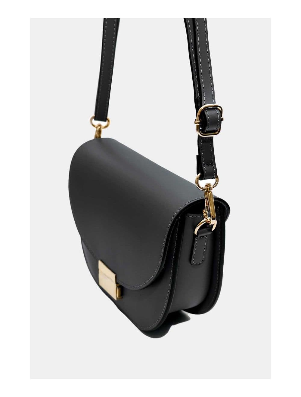 Sac Porté Croisé en Croûte Cuir Vachette Lisse 4125 AVRIL-Noir — vue 3