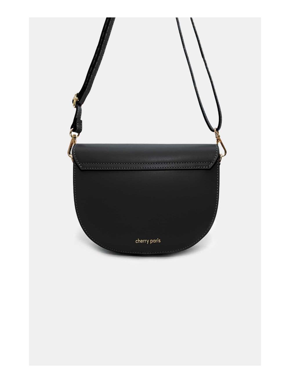 Sac Porté Croisé en Croûte Cuir Vachette Lisse 4125 AVRIL-Noir — vue 4