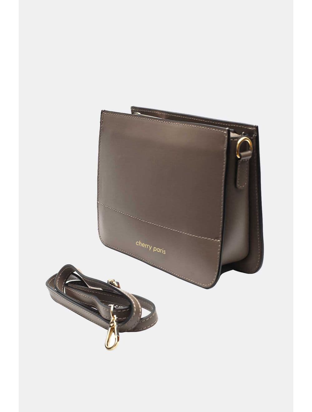 Sac Porté Croisé en Cuir Vachette-TIFFANY 4044-TAUPE FONCÉ — vue 4