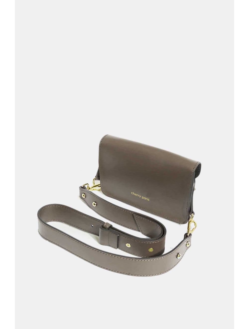 Sac pochette banane en croûte de cuir de vachette lisse-3968 PHILOMENE -TAUPE FONCÉ — vue 4