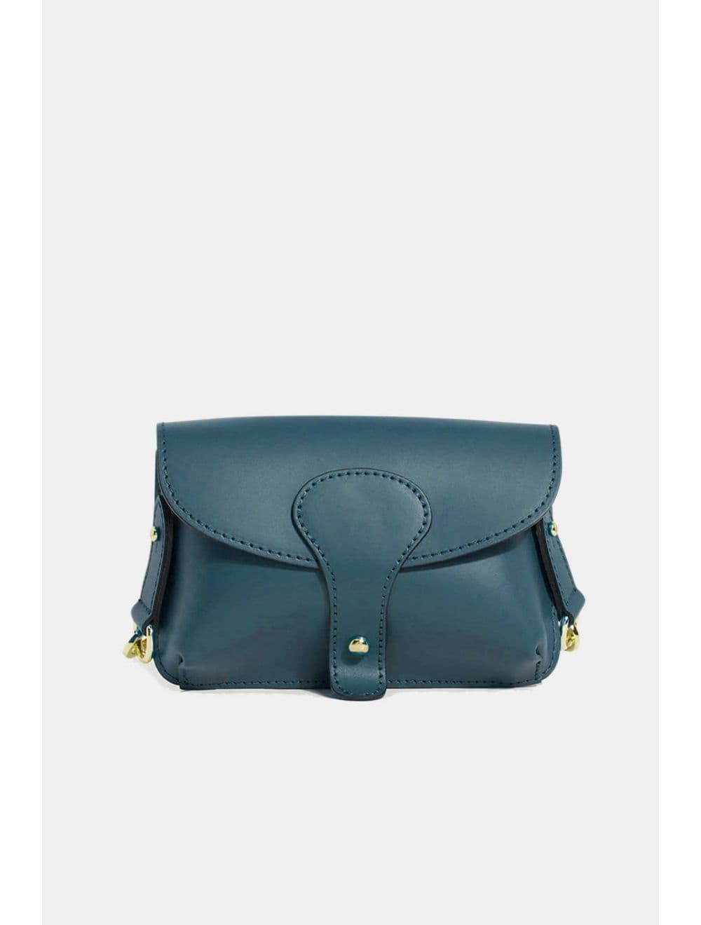 Sac pochette banane en croûte de cuir de vachette lisse-3968 PHILOMENE-PETROLE — vue 3