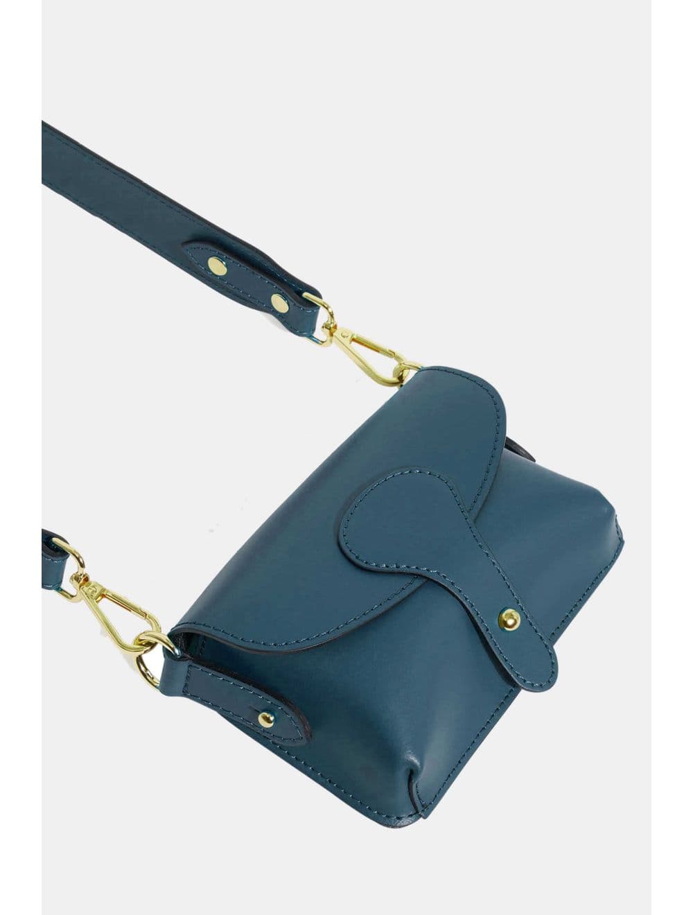 Sac pochette banane en croûte de cuir de vachette lisse-3968 PHILOMENE-PETROLE — vue 5