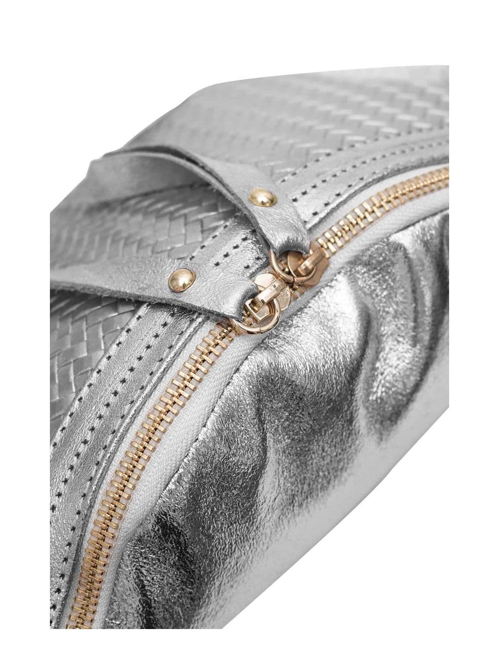 Sac Banane Croûte Cuir Vachette Métallisé Tressé  4107 SCARLETT-Argent — vue 4