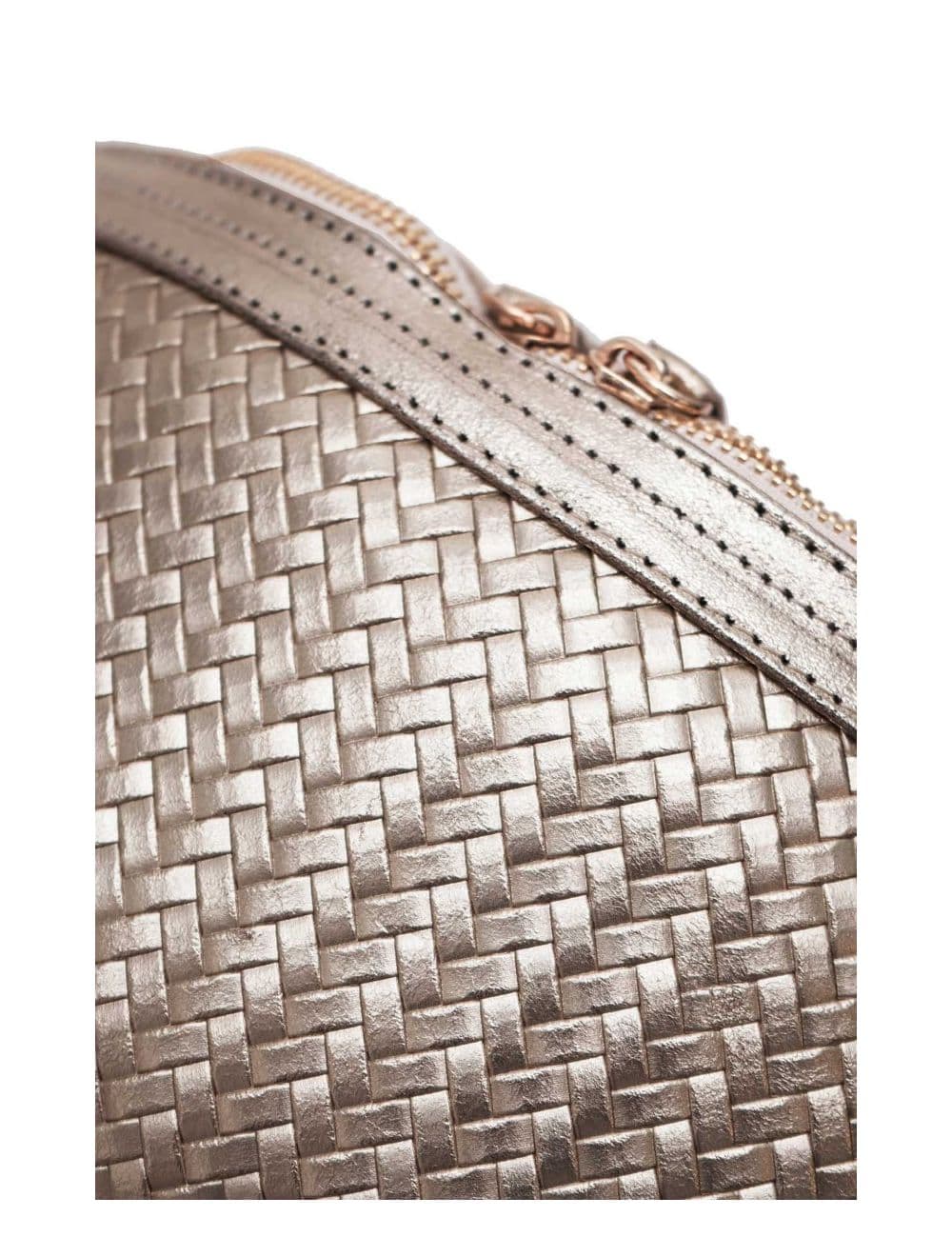 Sac Banane Croûte Cuir Vachette Métallisé Tressé  4107 SCARLETT-Etain