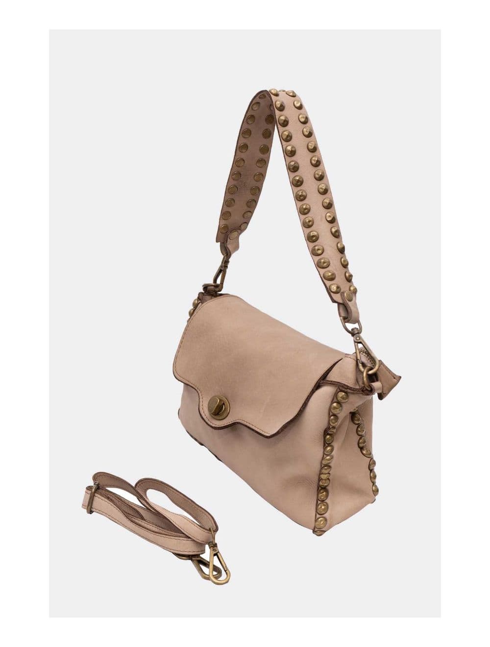Sac Porté Épaule En Cuir Vachette Style Vintage Clouté MELISSA 4118-Taupe — vue 3