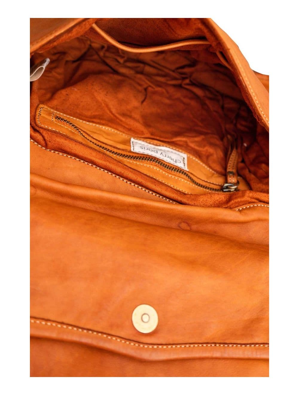 Sac Besace Porté Croisé et épaule En Cuir Vachette Tressé IRINA 4115-Camel