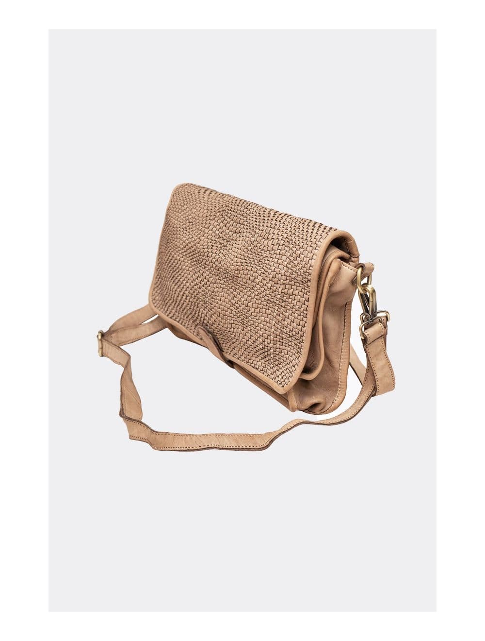 Sac Besace Porté Croisé et épaule En Cuir Vachette Tressé IRINA 4115-Taupe — vue 3