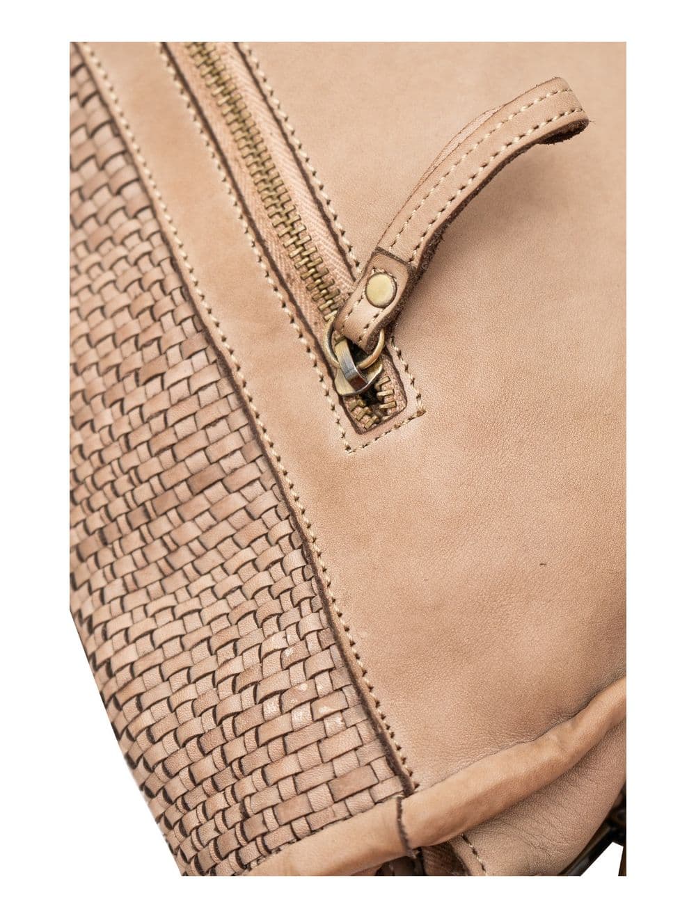 Sac Besace Porté Croisé et épaule En Cuir Vachette Tressé IRINA 4115-Taupe — vue 4