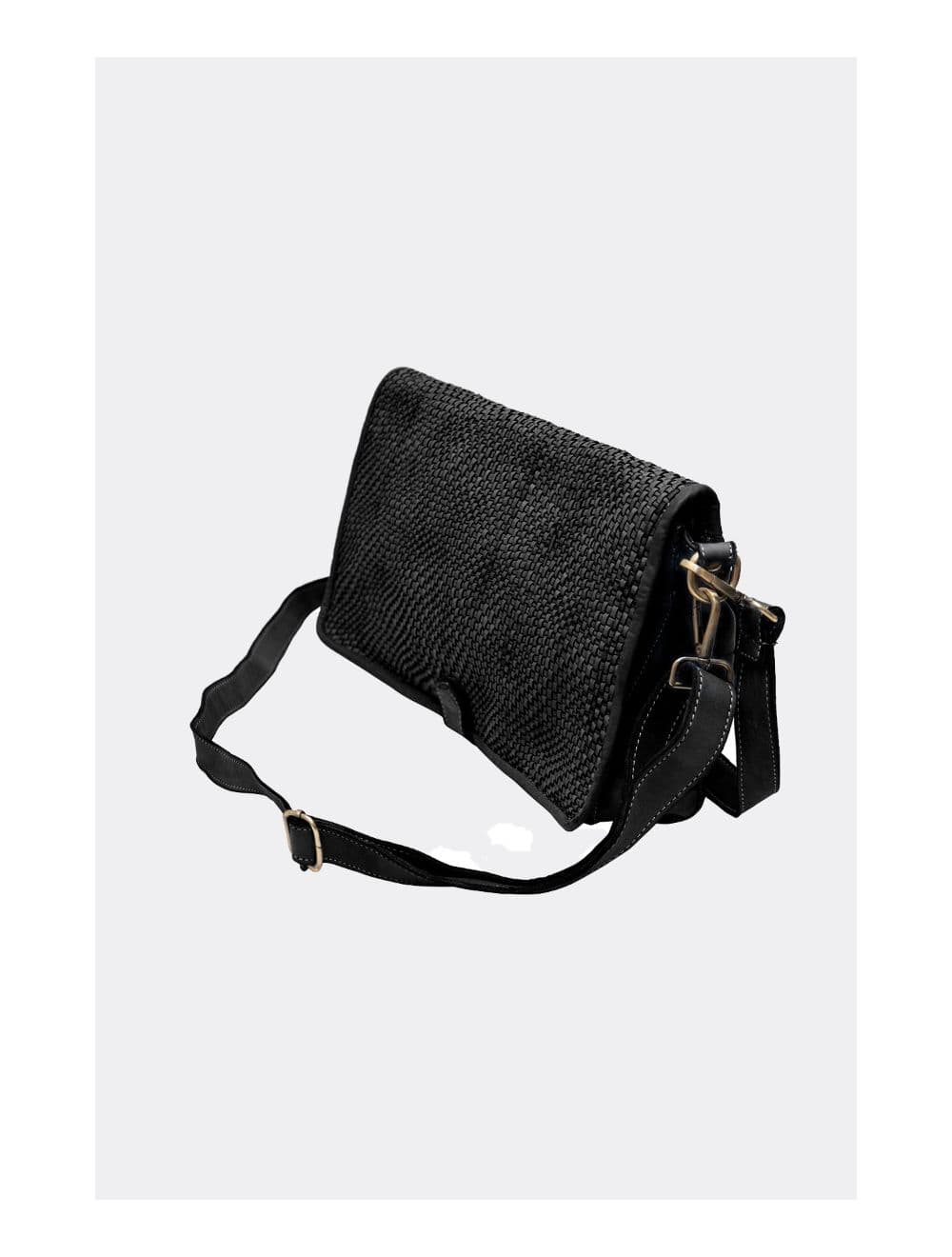 Sac Besace Porté Croisé et épaule En Cuir Vachette Tressé IRINA 4115-Noir — vue 3