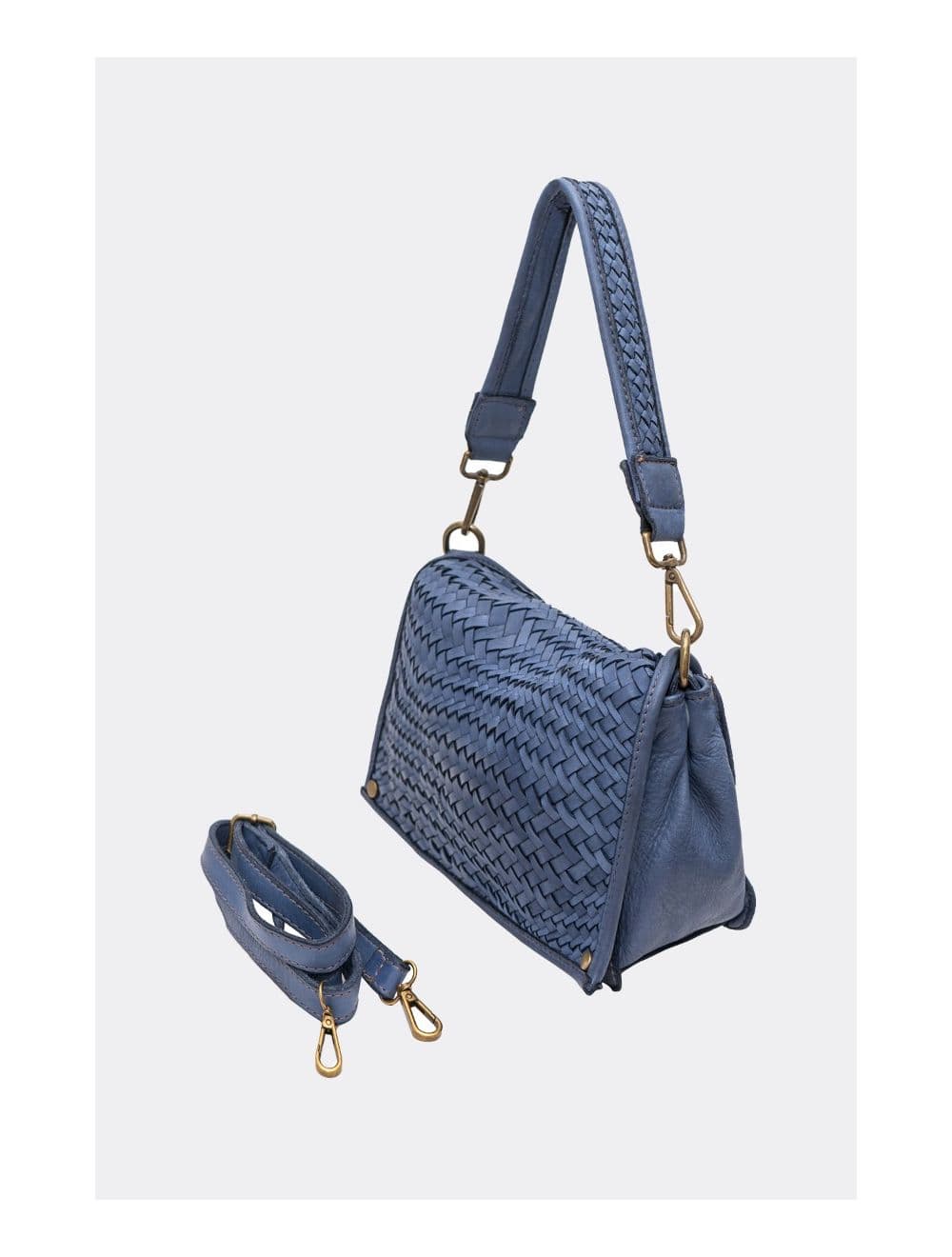 Sac Besace Porté Croisé et épaule En Cuir Vachette Tressé MIRA 4114-Jean — vue 3