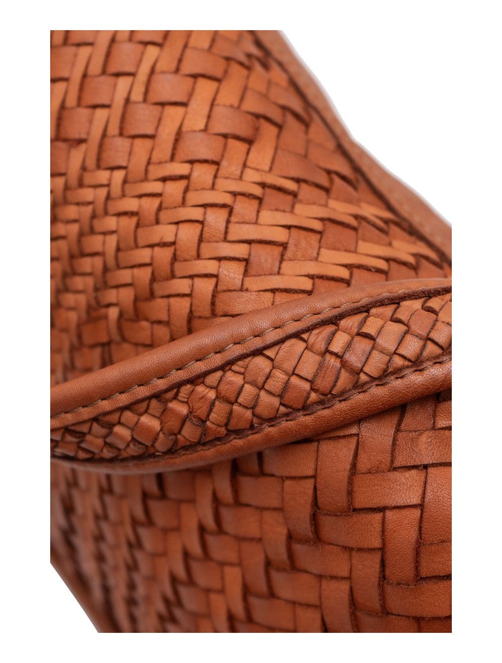 Sac Besace Porté Croisé et épaule En Cuir Vachette Tressé MIRA 4114-Camel — vue 4