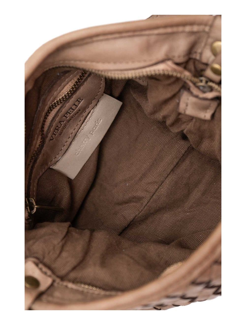 Sac Porté Croisé en Cuir Vachette Tressé TOSCANE 4112-Taupe