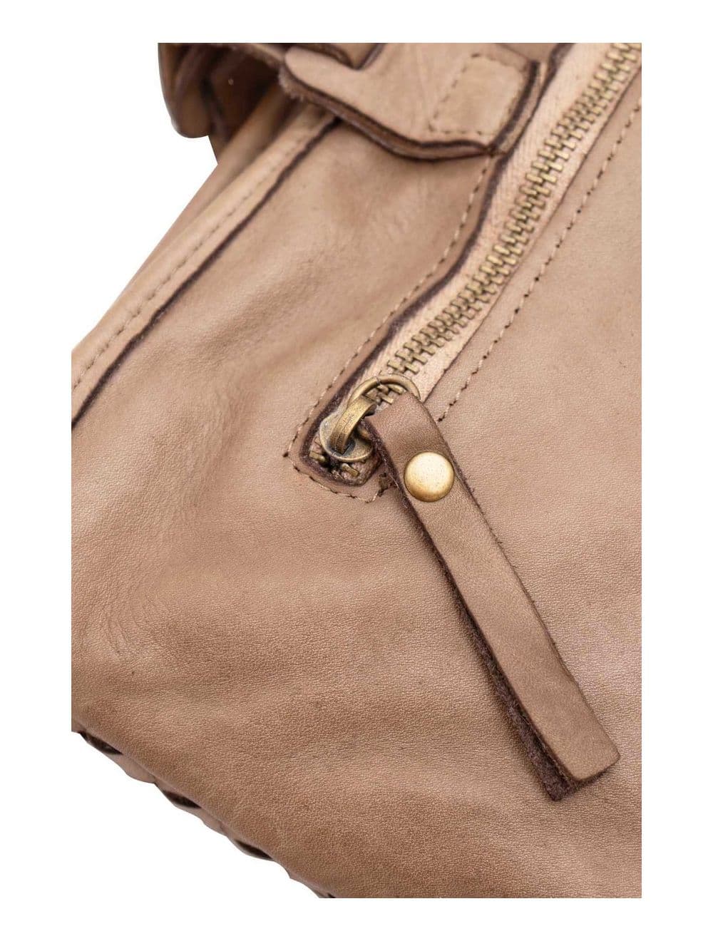 Sac Porté Croisé en Cuir Vachette Tressé TOSCANE 4112-Taupe — vue 4
