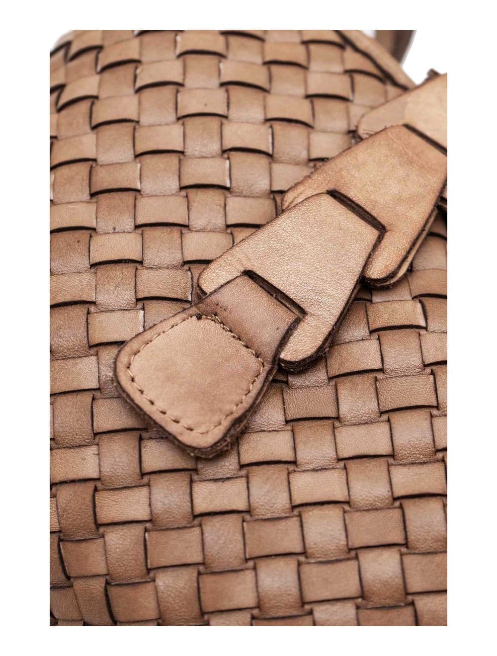 Sac Porté Croisé en Cuir Vachette Tressé TOSCANE 4112-Taupe — vue 5