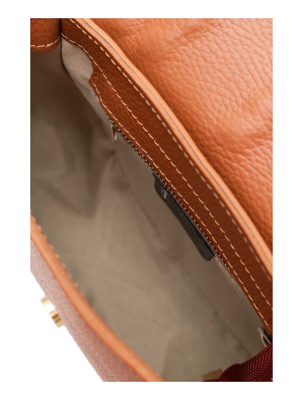 Sac Porté Travers En Cuir Vachette Gainé-TATIANA 4080-Cognac