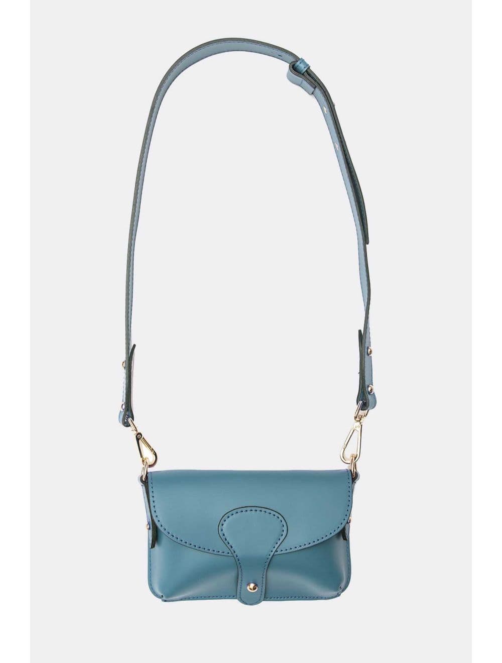 Sac pochette banane en croûte de cuir de vachette lisse-PHILOMENE 3968-BLEU GIVRE — vue 3