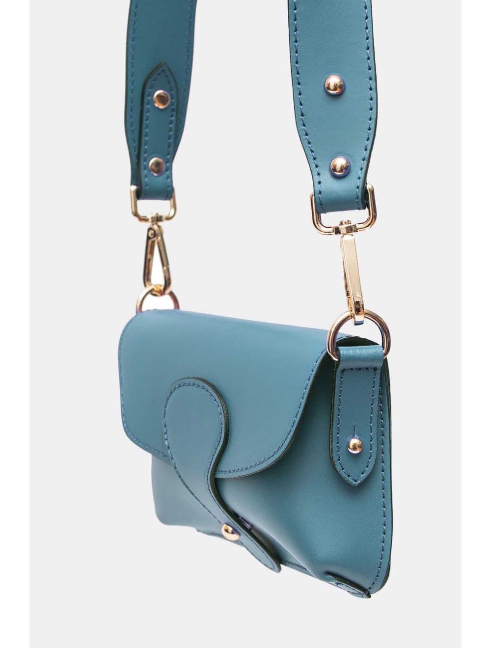 Sac pochette banane en croûte de cuir de vachette lisse-PHILOMENE 3968-BLEU GIVRE — vue 4