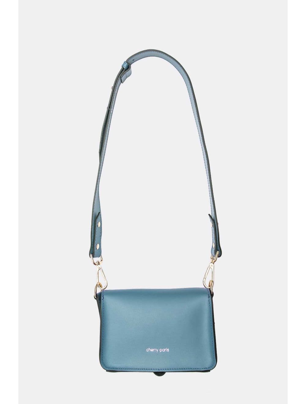 Sac pochette banane en croûte de cuir de vachette lisse-PHILOMENE 3968-BLEU GIVRE — vue 5