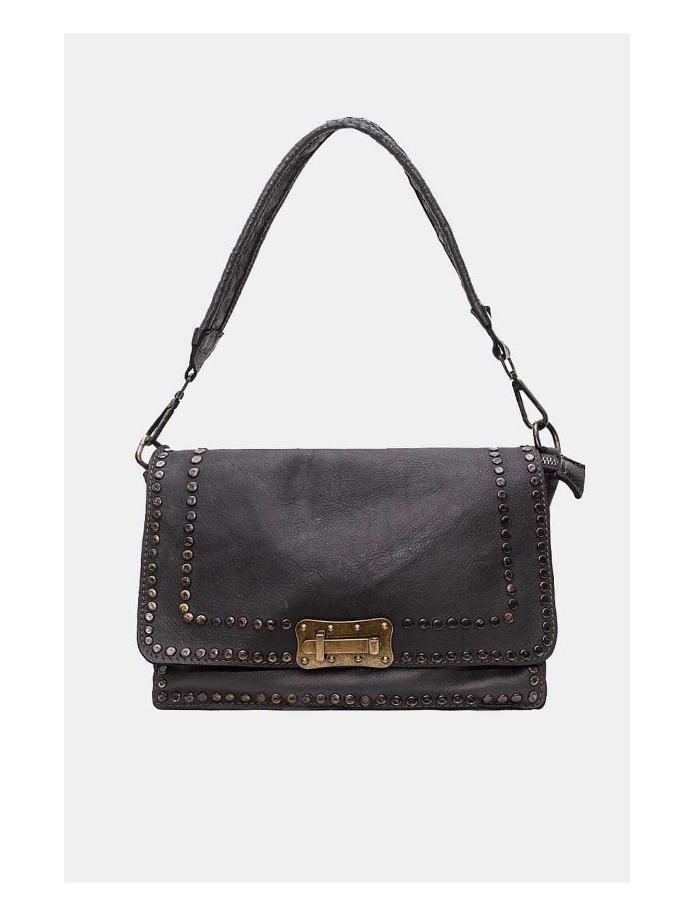 Sac Besaces En Cuir De Vachette Style Vintage-EMNA 4051-NOIR