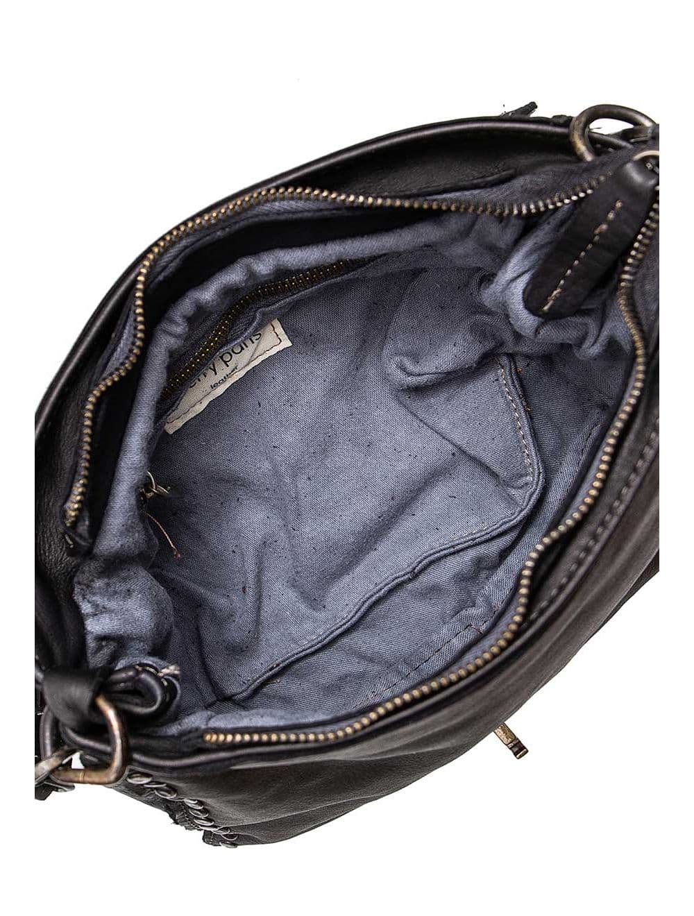 Sac Besaces En Cuir De Vachette Style Vintage-EMNA 4051-NOIR — vue 3