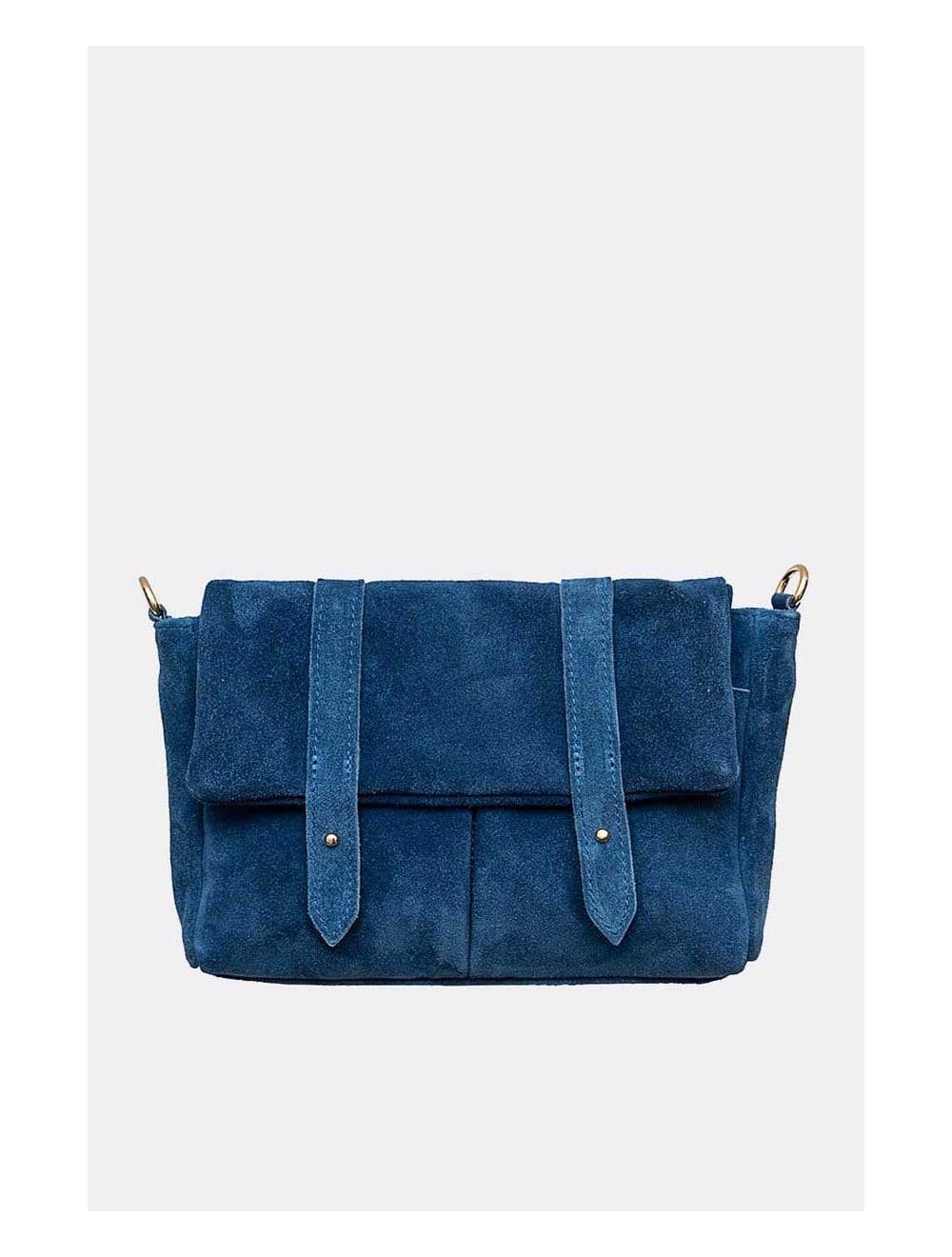 Sac Besace Porté Croisé en Croûte Cuir Vachette-ANGELA 4048-BLEU