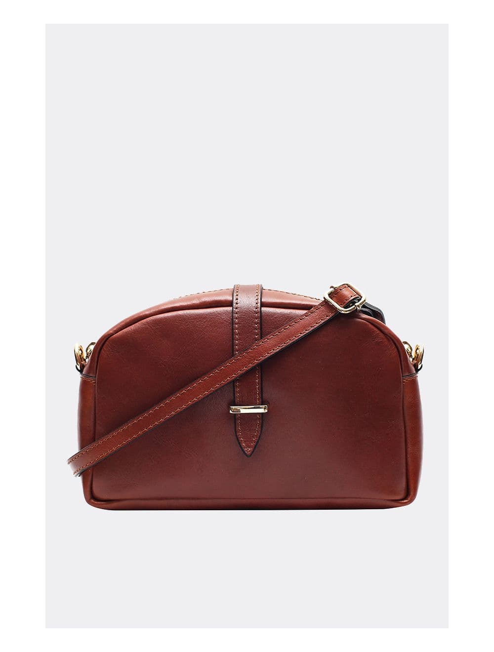 Sac Porté Croisé Avec Patte Avant En Cuir Vachette Collet-ANNABELLE 4046-MARRON