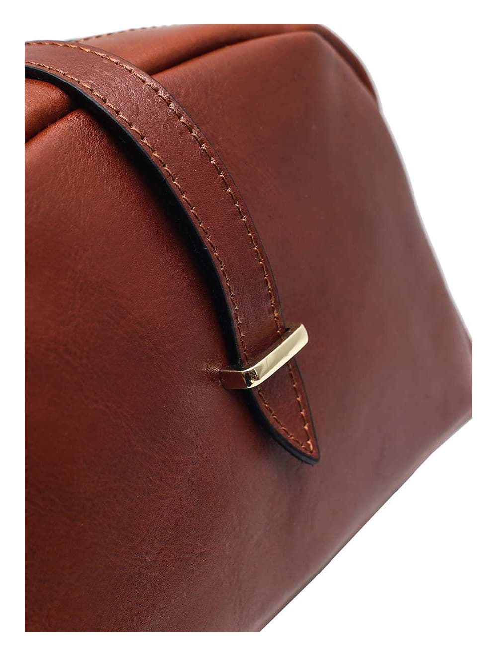 Sac Porté Croisé Avec Patte Avant En Cuir Vachette Collet-ANNABELLE 4046-MARRON — vue 3