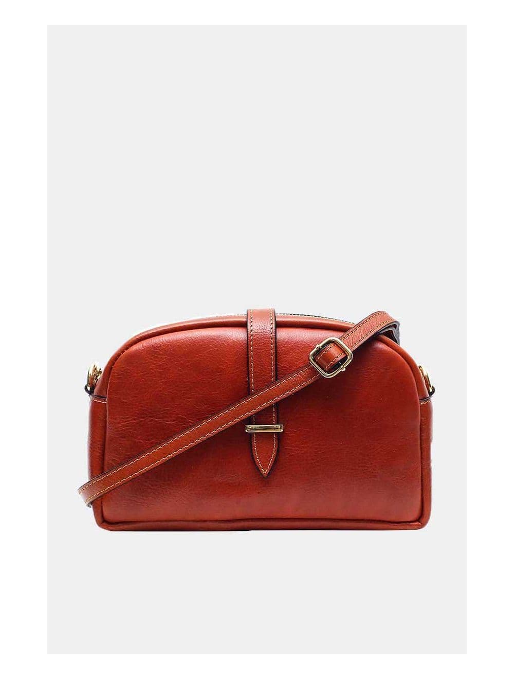 Sac Porté Croisé Avec Patte Avant En Cuir Vachette Collet-ANNABELLE 4046-CAMEL