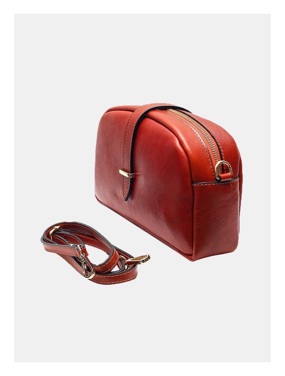 Sac Porté Croisé Avec Patte Avant En Cuir Vachette Collet-ANNABELLE 4046-CAMEL — vue 2