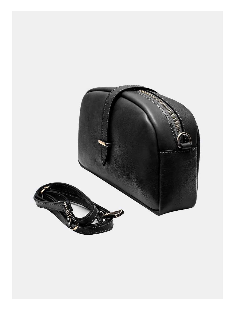 Sac Porté Croisé Avec Patte Avant En Cuir Vachette Collet-ANNABELLE 4046-NOIR — vue 2