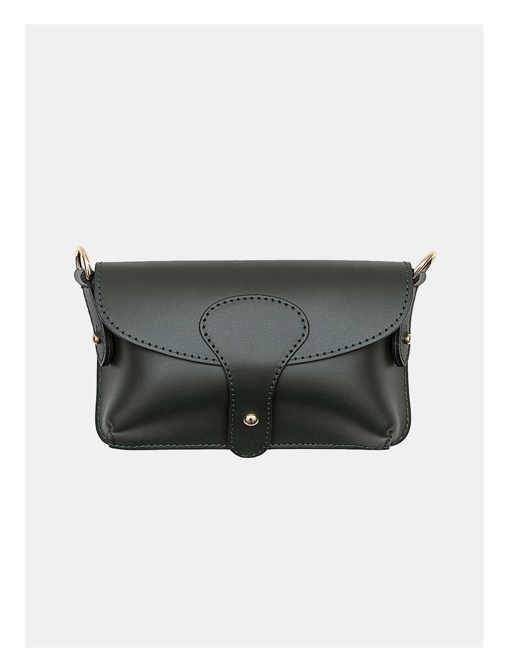 Sac pochette banane en croûte de cuir de vachette lisse-PHILOMENE 3968-VERT — vue 3
