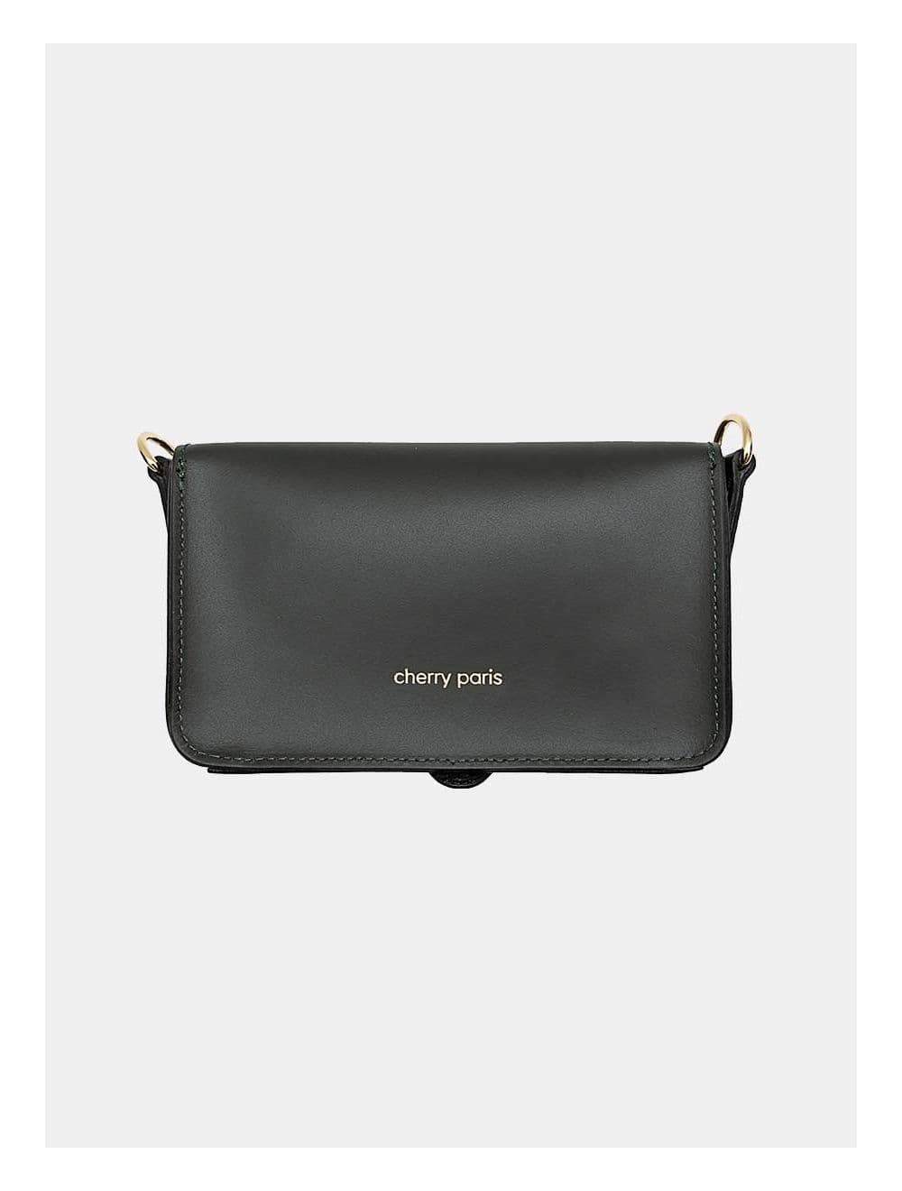 Sac pochette banane en croûte de cuir de vachette lisse-PHILOMENE 3968-VERT — vue 4