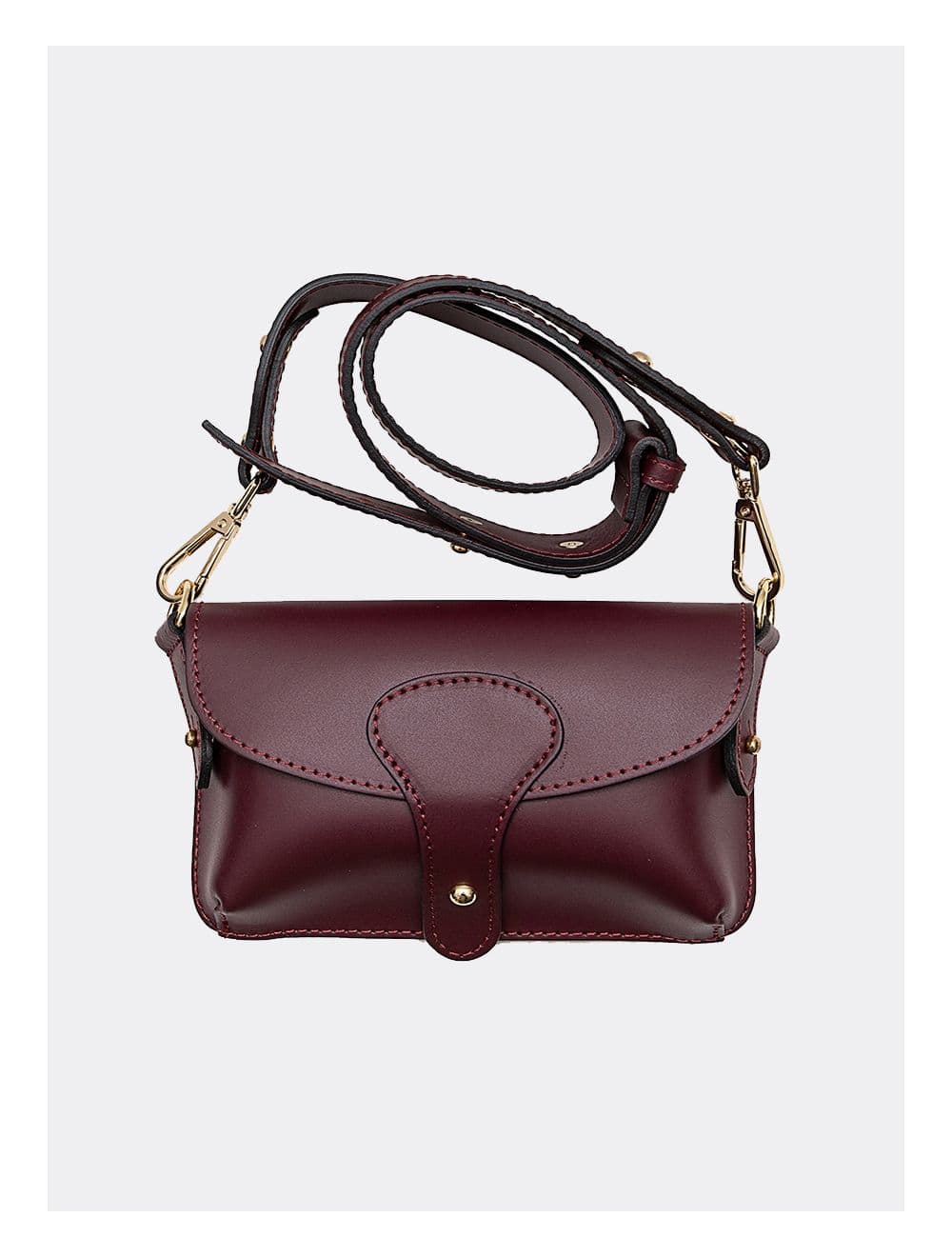Sac pochette banane en croûte de cuir de vachette lisse-PHILOMENE 3968-BORDEAUX