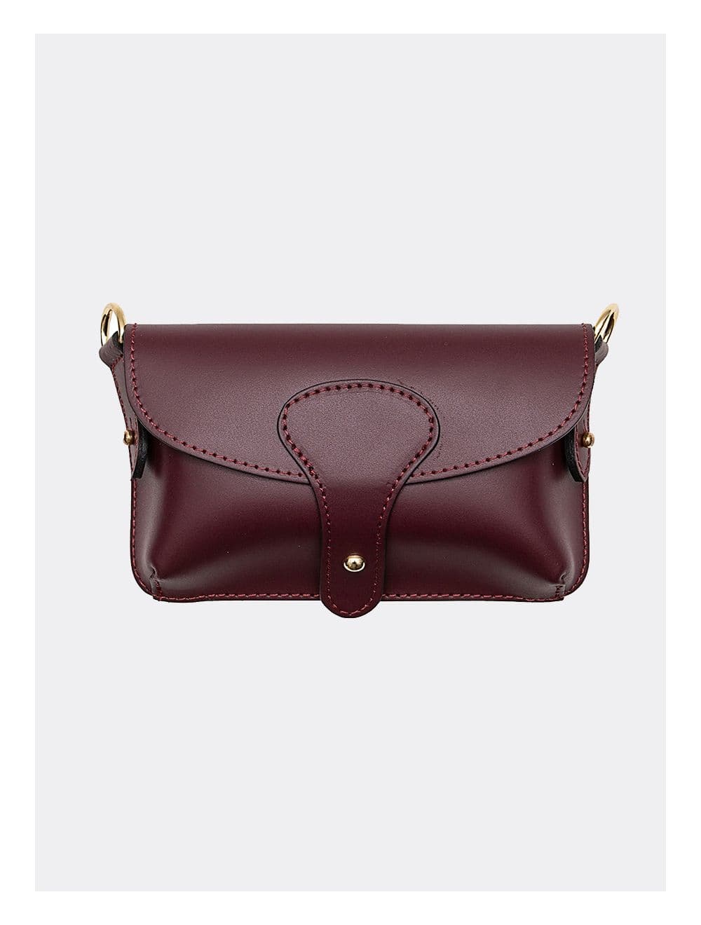 Sac pochette banane en croûte de cuir de vachette lisse-PHILOMENE 3968-BORDEAUX — vue 3