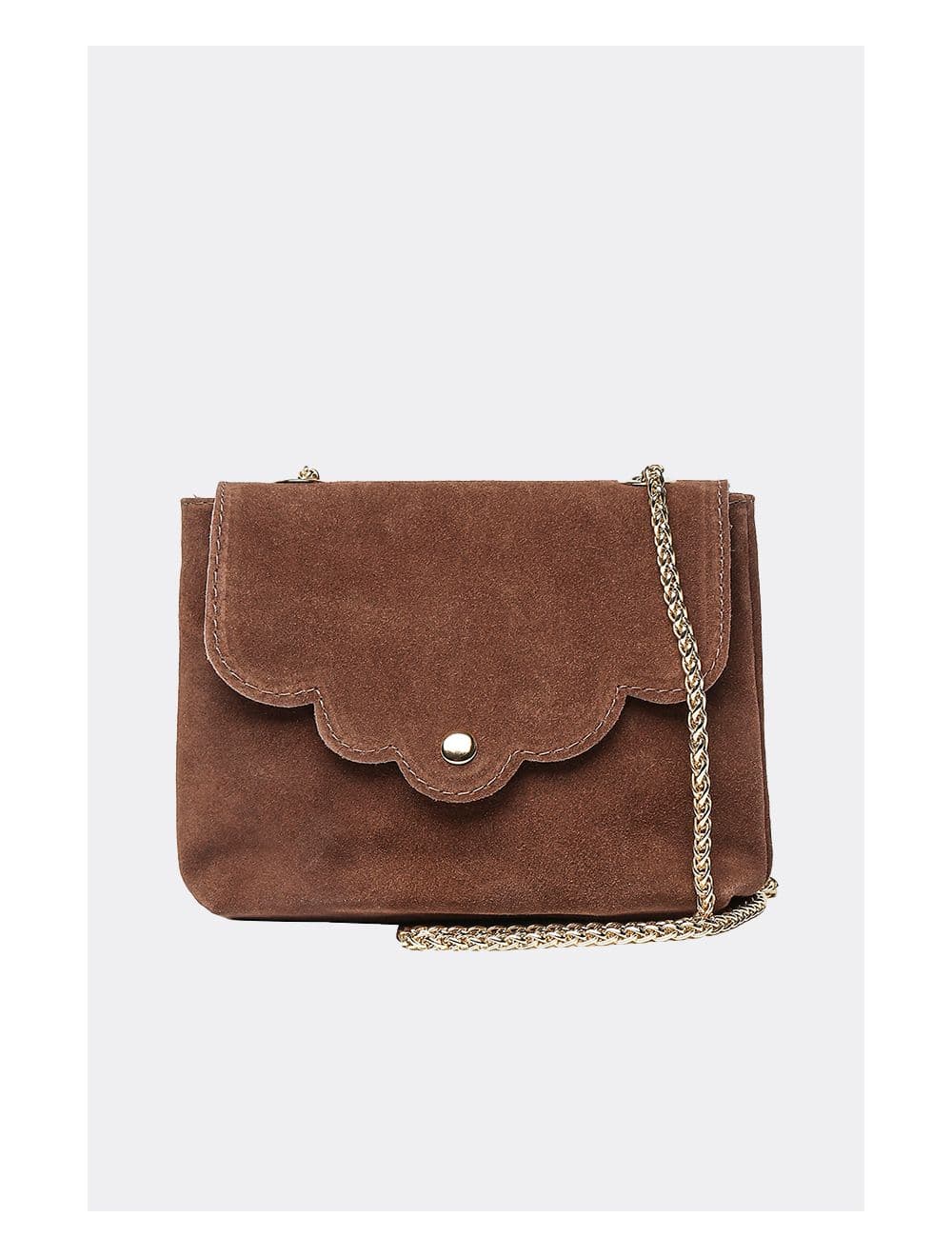 Sac porté travers pochette en cuir suèdine-3973-Taupe